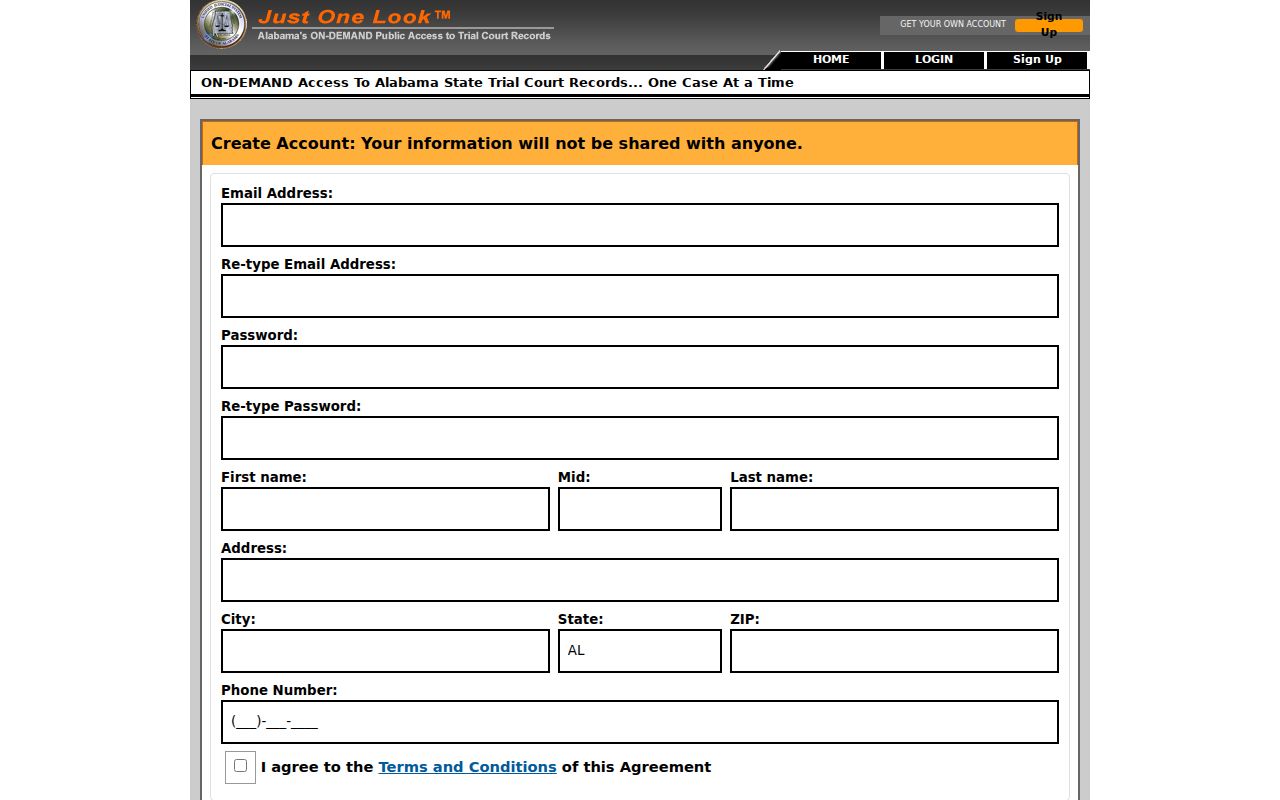 Walker County case search registration and one-time access choices