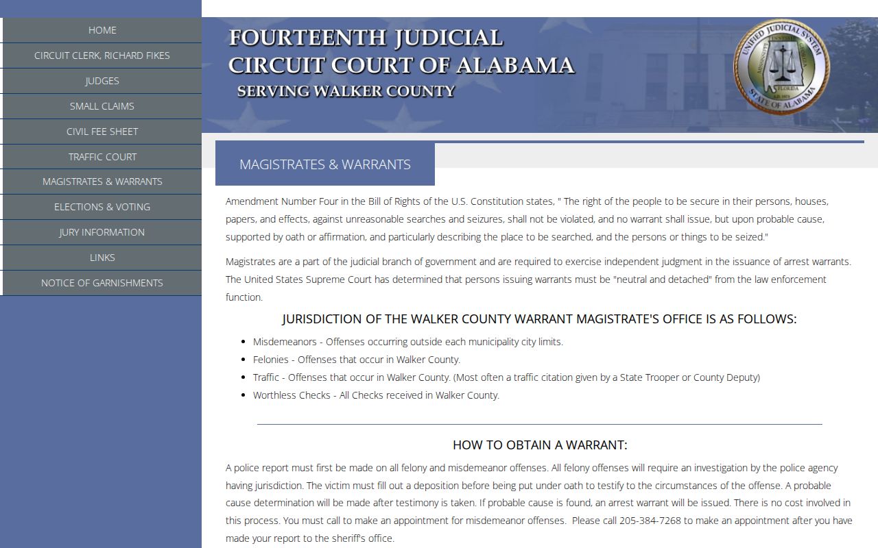 Walker County criminal docket jurisdiction and warrant guidance