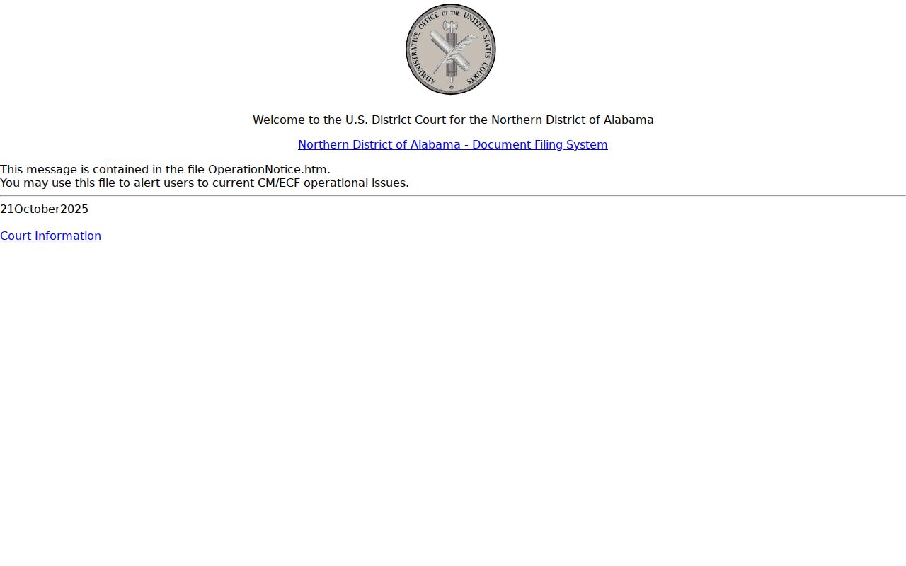 Federal criminal docket interface for Walker County cases