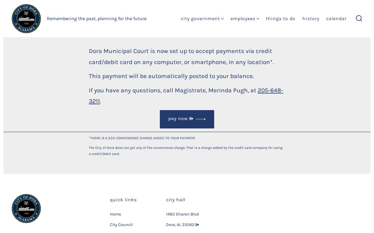 Walker County traffic court records through Dora municipal payment