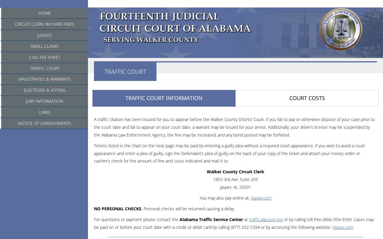 Walker County traffic court records and local traffic instructions